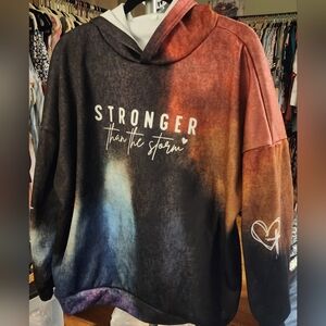 WOMENS PLUS SIZE  'Stronger Than The Storm' Hooded Sweatshirt